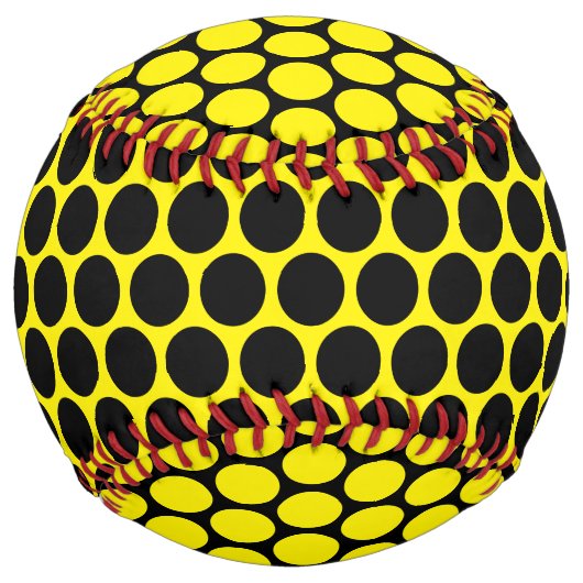 鮮やかな黄色に黒いドットのパターン ソフトボール (正面)