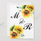 鮮やかな黄色のひまわりと春の花束 招待状 (裏面)