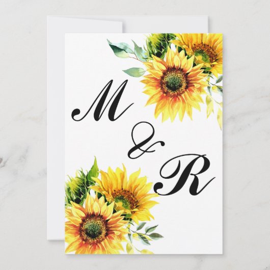 鮮やかな黄色のひまわり花束 春のフラワーデザイン 招待状 (裏面)