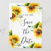 鮮やかな黄色のひまわり花束 春のフラワーデザイン 招待状 (正面/裏面)