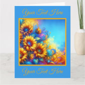 鮮やかな黄色のひまわり グリーティングカード (正面)