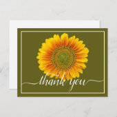 鮮やかな黄色のひまわり 緑の背景 ありがとう ポストカード (正面/裏面)