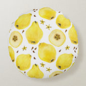 鮮やかな黄色のカンネの果実、水彩のシームレスなパ ラウンドクッション (裏面)