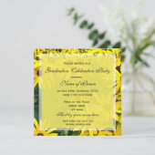 鮮やかな黄色のデイジー花の卒業パーティー 招待状 (スタンド正面)