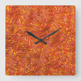 鮮やかな黄色のニュアンスが入ったクリアな赤のテクスチャ スクエア壁時計