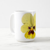 鮮やかな黄色のパンジーの花の写真入りコーヒーマグ コーヒーマグカップ (正面左)