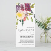 鮮やかな黄色のブッシュ バーガンディ フラワーのエンゲージメント 招待状 (スタンド正面)