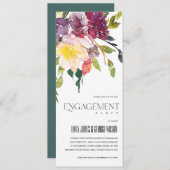 鮮やかな黄色のブッシュ バーガンディ フラワーのエンゲージメント 招待状 (正面/裏面)