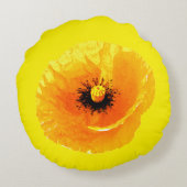鮮やかな黄色のポピー花の抽象的な結婚式の花 ラウンドクッション (裏面)