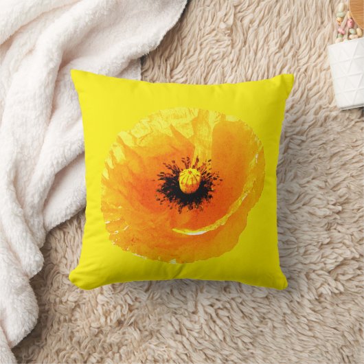 鮮やかな黄色のポピー花の花のアブストラクトウェディング クッション (ブランケット)