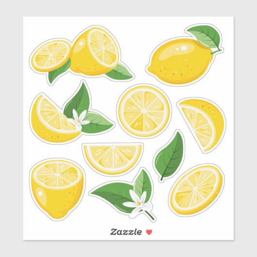 鮮やかな黄色のレモンとレモンのスライス シール (シート)