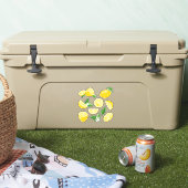 鮮やかな黄色のレモンとレモンのスライス シール (クーラー)