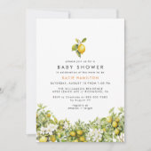 鮮やかな黄色のレモン ガーデン | 夏のベイビーシャワー 招待状 (正面)