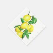 鮮やかな黄色のレモン スタンダードカクテルナプキン (角)