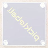 鮮やかな黄色の対角線 PICKLEBALL ロイヤルネイビー ガラスコースター (裏面)