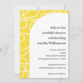 鮮やかな黄色の抽象的なモダンラインアートの花嫁シャワー 招待状 (正面)