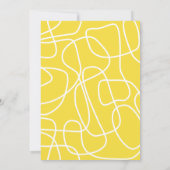 鮮やかな黄色の抽象的なモダンラインアートの花嫁シャワー 招待状 (裏面)