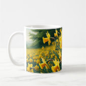 鮮やかな黄色の水仙の花のマグカップ コーヒーマグカップ (左)