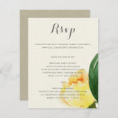 鮮やかな黄色の水彩花イラストのウェディングカード・出欠確認 出欠カード (正面/裏面)