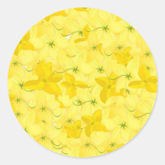 鮮やかな黄色の花の大輪 ラウンドシール