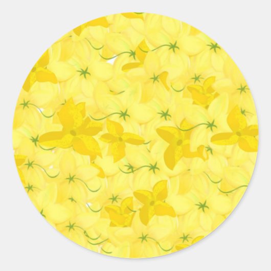 鮮やかな黄色の花の大輪 ラウンドシール (正面)
