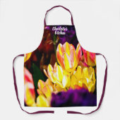 鮮やかな黄色の赤いチューリップの花 エプロン (正面)