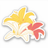 鮮やかな黄色 オレンジ 白 ハスの花 シール (正面)