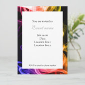 鮮やかな黄色 オレンジ 紫色の抽象的な煙の招待状 招待状 (スタンド正面)