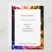 鮮やかな黄色 オレンジ 紫色の抽象的な煙の招待状 招待状 (正面)