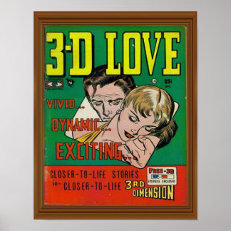 鮮やかな3Dラブ漫画ブックカバーアートワーク ポスター
