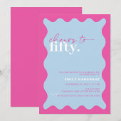 鮮やかな50歳の誕生日パーティー 招待状 (正面/裏面)