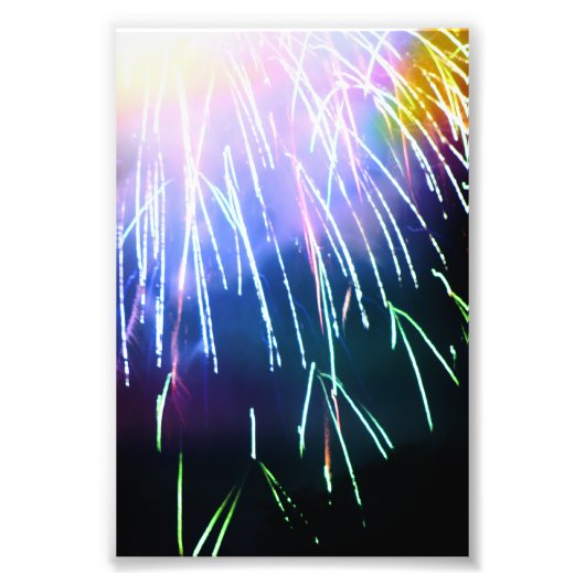 鮮やかな7月4日の花火 4x6 フォトプリント (正面)