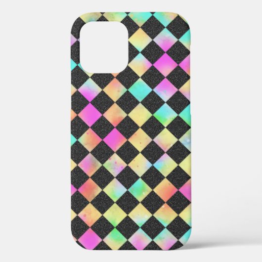 鮮やかな80年代カラーのチェック柄 Case-Mate iPhoneケース (裏面)