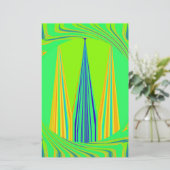 鮮やかな エッジの効いた 幾何学的な ネオン パターン アート デザイン 便箋 (スタンド正面)