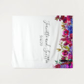 鮮やかな ボールドカラー 花柄 ピンク 赤 紫 背景 タペストリー (正面(横))