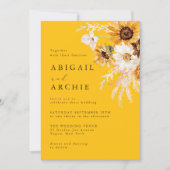 鮮やかな ボールド サンシャイン ヒマワリ フラワーズ ウェディング 招待状 (正面)