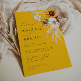 鮮やかな ボールド サンシャイン ヒマワリ フラワーズ ウェディング 招待状