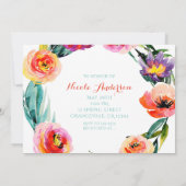 鮮やかな ボールド フローラル リース 水彩 結婚前お祝い 招待状 (裏面)