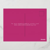 鮮やかな マルチカラー 花柄の Save the Date フォト 箔招待状ポストカード (裏面)