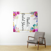 鮮やかな 春の 花 モダン ゴールド 水彩 背景 タペストリー (インサイチュ(横))