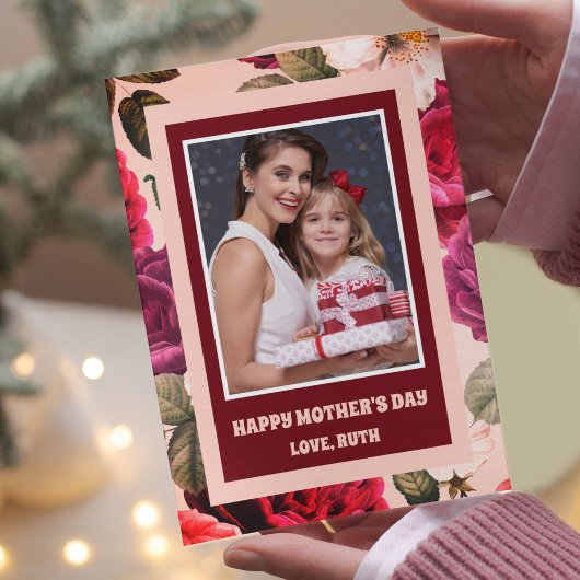 鮮やかな | 母の日のピンクのバラの写真 カード