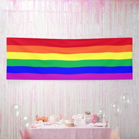鮮やかなLGBTQクラシックレインボーストライプス 横断幕 (パーティー)