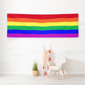 鮮やかなLGBTQクラシックレインボーストライプス 横断幕 (インサイチュ)