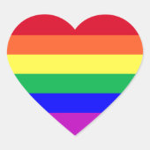 鮮やかなLGBTQレインボーストライプス ハートシール (正面)