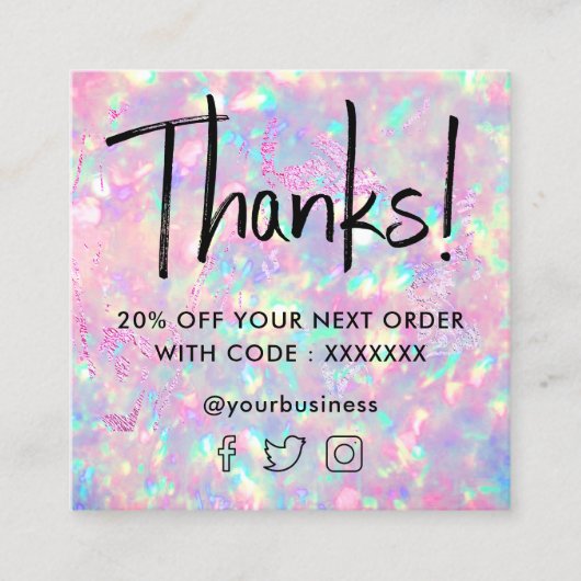 鮮やかなopalテクスチャ割引カード スクエア名刺 (正面)