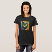 鮮やかに彩られた猫 Tシャツ (正面フル)