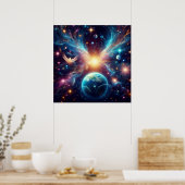 鮮やかに詳細な24x24の壁の宇宙 ポスター (キッチン)