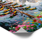 鮮やかの山絵を描の山のワイルドフラワーキャビンアート ポスター (角)