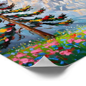 鮮やかの山絵を描の山のワイルドフラワーキャビンアート ポスター (角)