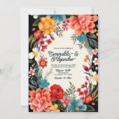 鮮やかはっきりしたフローラ結婚Fiestaの写真とQRコード 招待状 (正面)